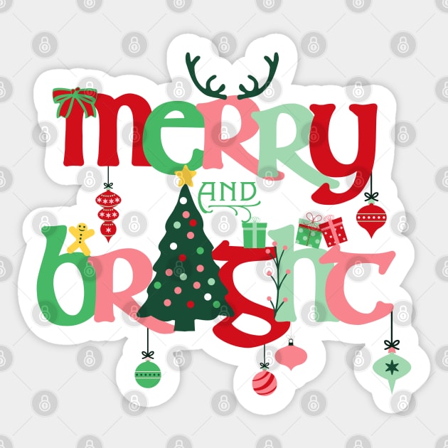Merry and Bright Christmas Sticker by HolidayBug